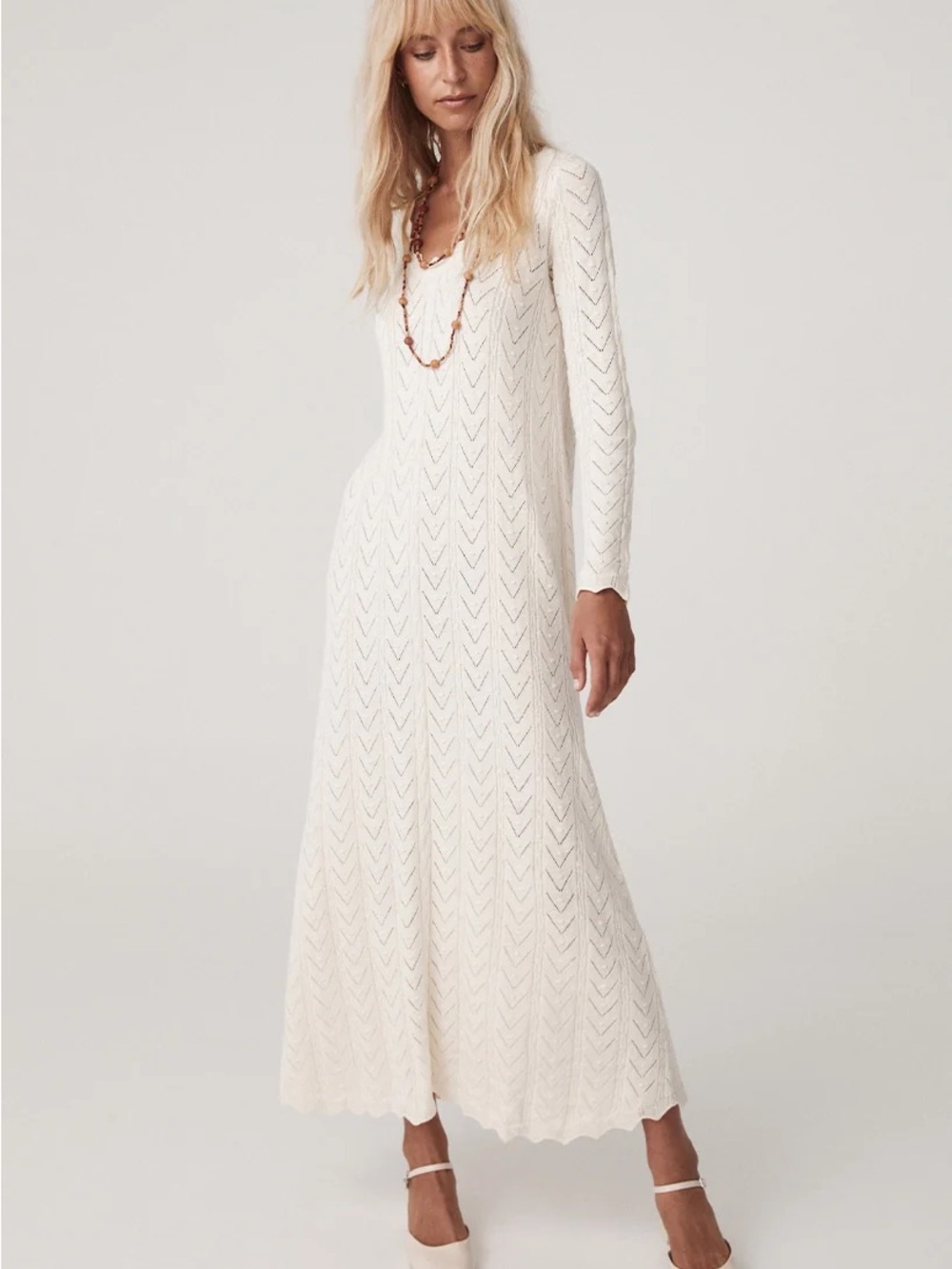Spell Lou Lou Cream Knit Gown Long Sleeve Maxi Dress Size XS